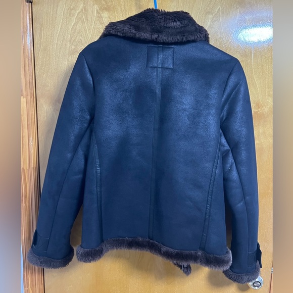 Abercrombie faux suede and fur moto jacket - Picture 2 of 4